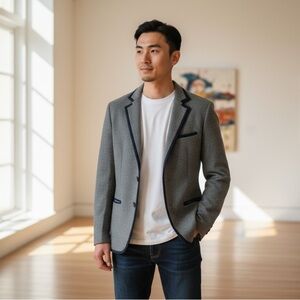 BROOKLYN INDUSTRIES Wool Blend Blazer Sports Coat Gray